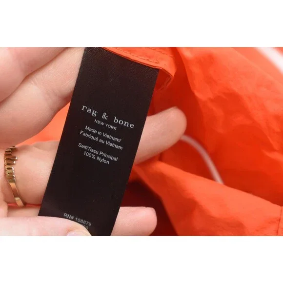 Rag & Bone Penn Windbreaker Jacket Mens Large Orange Hooded Nylon Rain - Picture 10 of 12